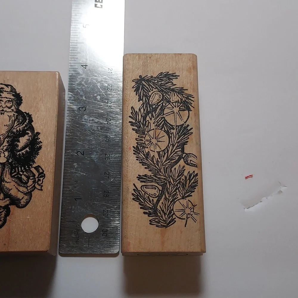Rubber Stamps Christmas Theme Set Of 10 Holiday Wooden Stamps